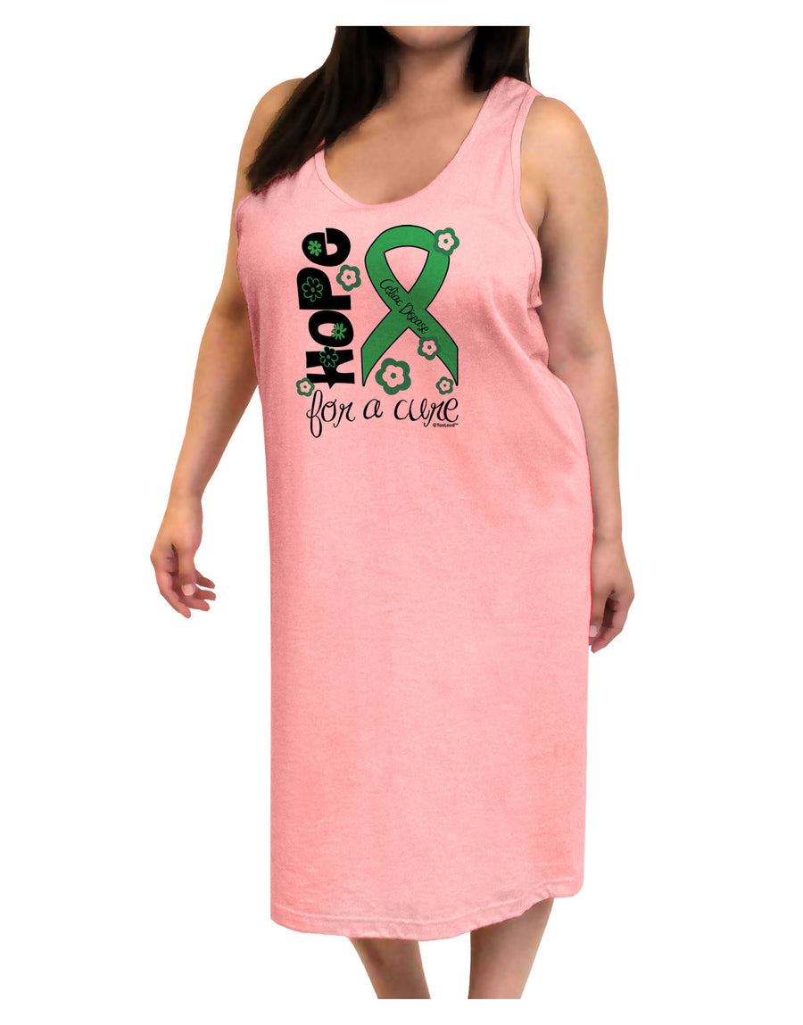 Hope for a Cure - Light Green Ribbon Celiac Disease - Flowers Adult Tank Top Dress Night Shirt-Night Shirt-TooLoud-White-One-Size-Adult-Davson Sales