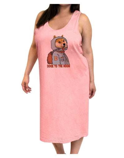 Doge to the Moon Adult Tank Top Dress Night Shirt-Night Shirt-TooLoud-Pink-One-Size-Adult-Davson Sales