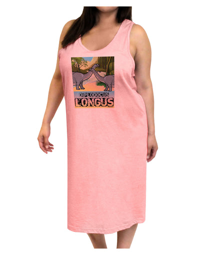 Diplodocus Longus - With Name Adult Tank Top Dress Night Shirt-Night Shirt-TooLoud-Pink-One-Size-Adult-Davson Sales