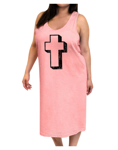 Simple Cross Design Black Distressed Adult Tank Top Dress Night Shirt by TooLoud-Night Shirt-TooLoud-Pink-One-Size-Adult-Davson Sales