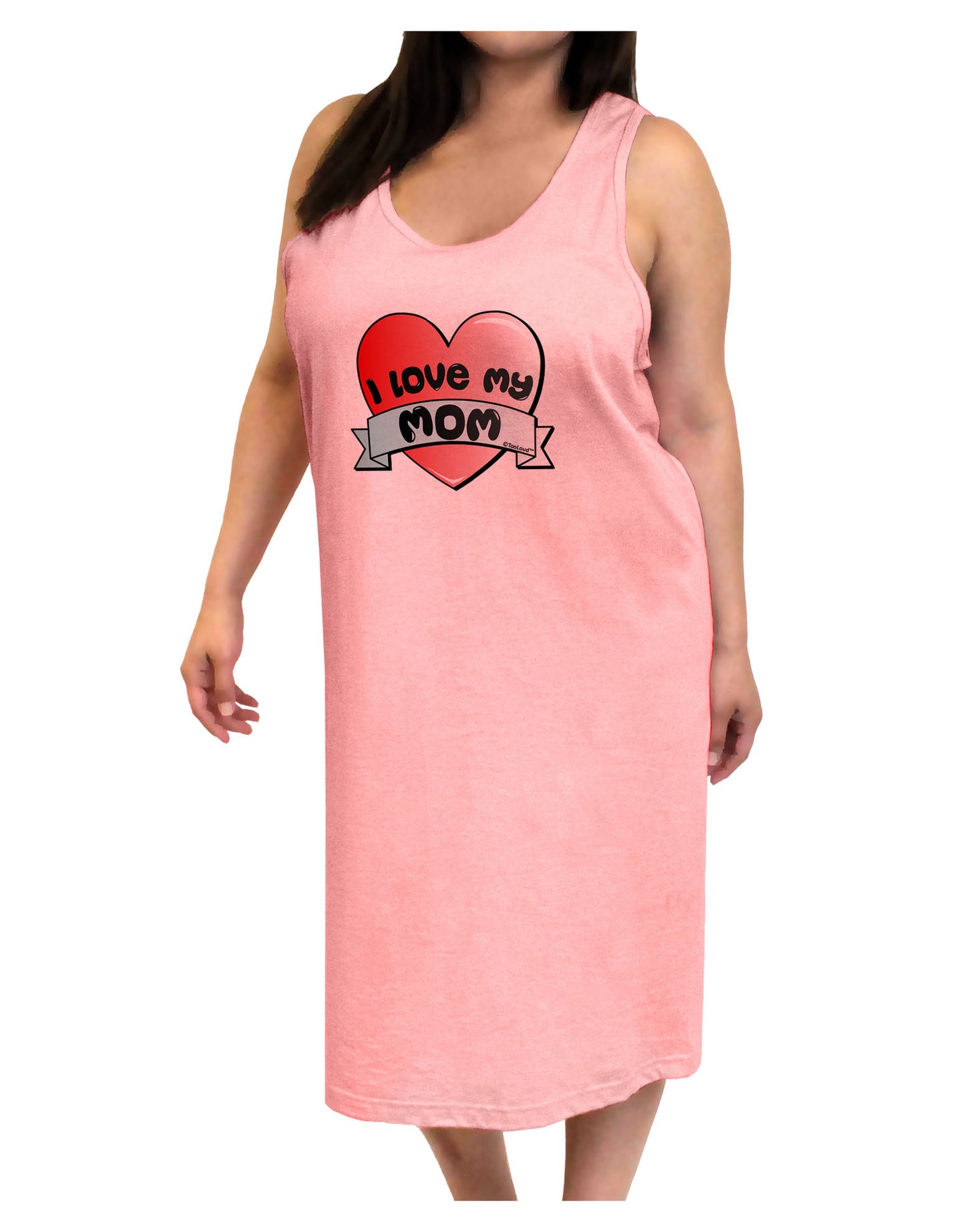 I Love My Mom - Heart Banner Design Adult Tank Top Dress Night Shirt by TooLoud-Night Shirt-TooLoud-Pink-One-Size-Adult-Davson Sales