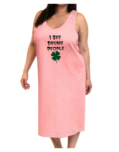 I See Drunk People Funny Adult Tank Top Dress Night Shirt by TooLoud-Night Shirt-TooLoud-Pink-One-Size-Adult-Davson Sales