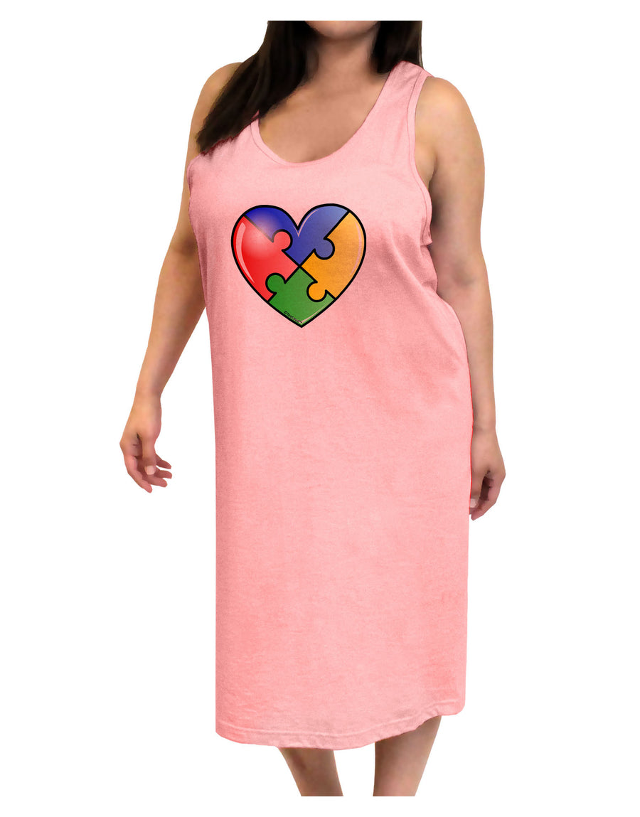 Big Puzzle Heart - Autism Awareness Adult Tank Top Dress Night Shirt by TooLoud-Night Shirt-TooLoud-White-One-Size-Davson Sales