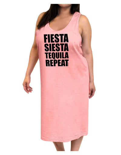 Fiesta Siesta Tequila Repeat Adult Tank Top Dress Night Shirt by TooLoud-Night Shirt-TooLoud-Pink-One-Size-Adult-Davson Sales