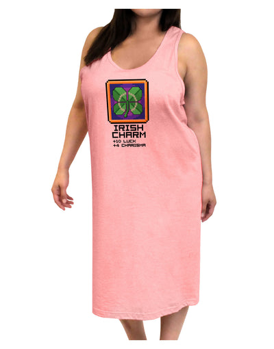 Pixel Irish Charm Item Adult Tank Top Dress Night Shirt-Night Shirt-TooLoud-Pink-One-Size-Adult-Davson Sales