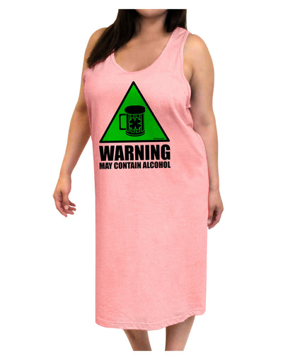 Warning May Contain Alcohol Adult Tank Top Dress Night Shirt by TooLoud-Night Shirt-TooLoud-Pink-One-Size-Adult-Davson Sales