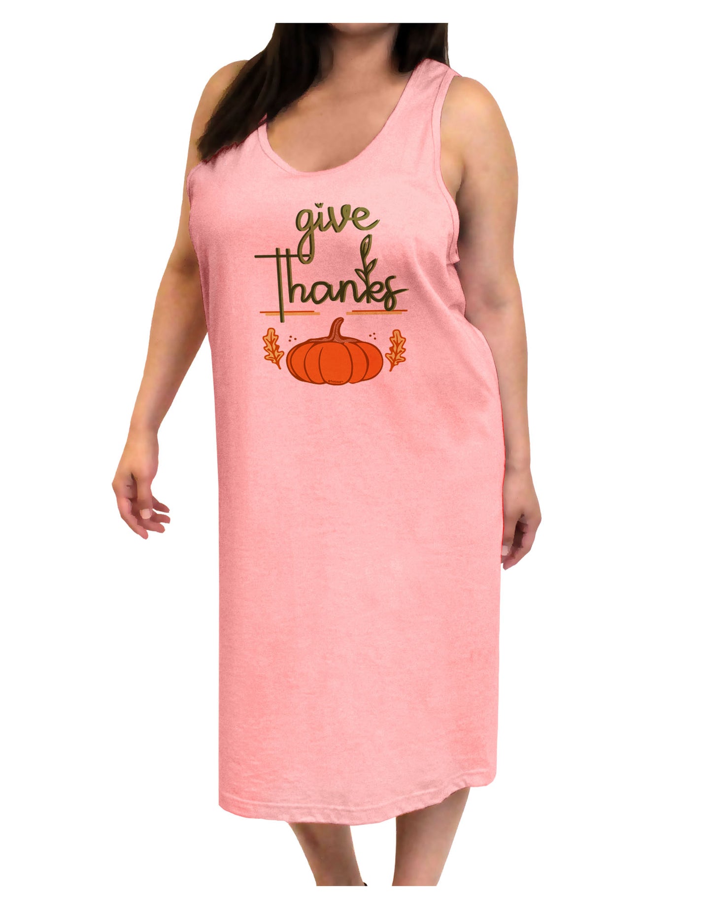 Give Thanks Adult Tank Top Dress Night Shirt-Night Shirt-TooLoud-Pink-One-Size-Adult-Davson Sales