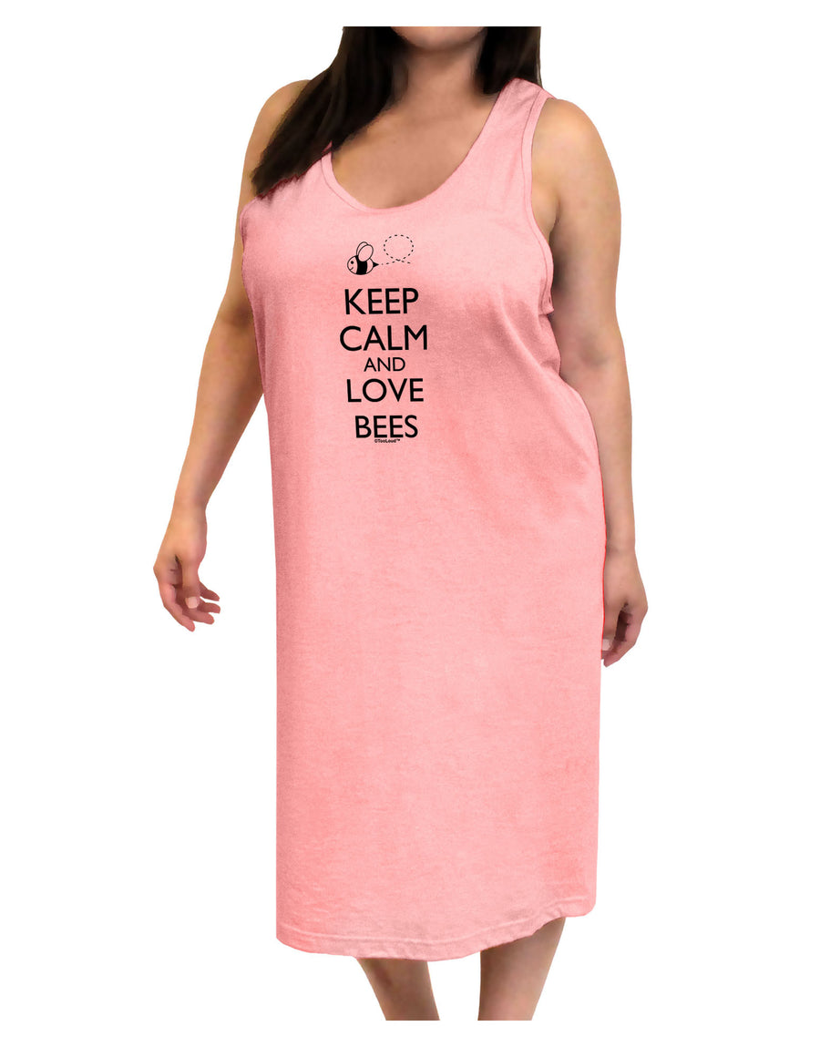 Keep Calm and Love Bees Adult Tank Top Dress Night Shirt-Night Shirt-TooLoud-White-One-Size-Adult-Davson Sales