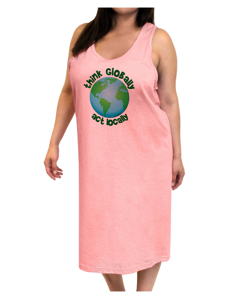 Think Globally Act Locally - Globe Adult Tank Top Dress Night Shirt-Night Shirt-TooLoud-White-One-Size-Adult-Davson Sales