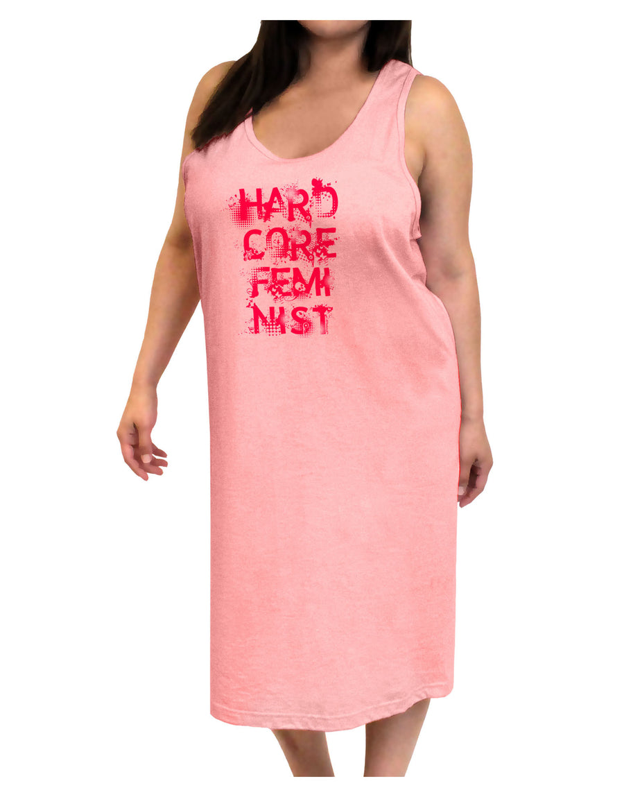 Hardcore Feminist - Pink Adult Tank Top Dress Night Shirt-Night Shirt-TooLoud-White-One-Size-Adult-Davson Sales