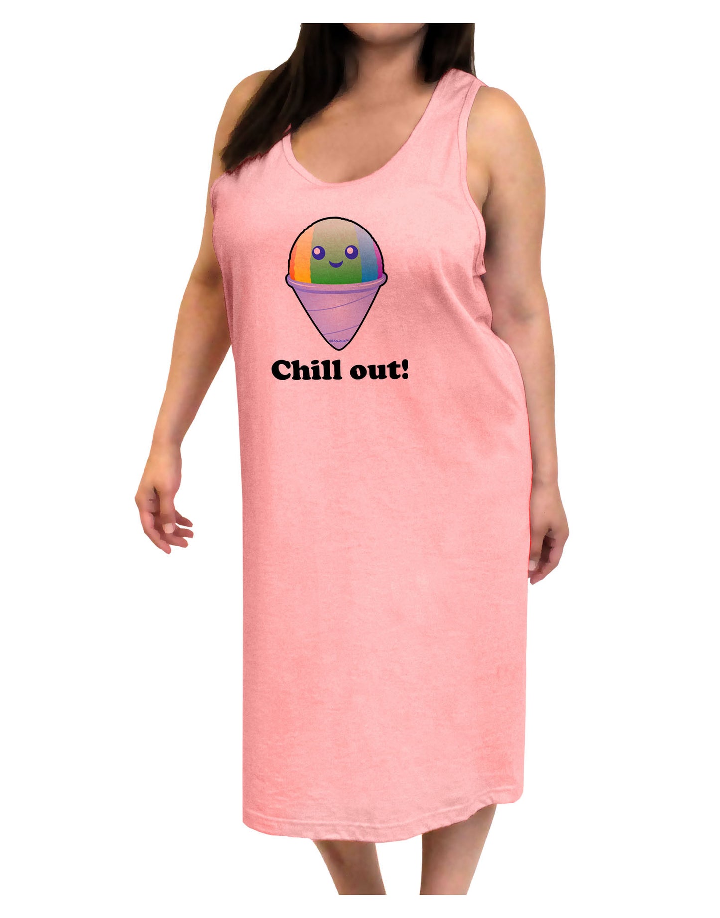Cute Shaved Ice Chill Out Adult Tank Top Dress Night Shirt-Night Shirt-TooLoud-Pink-One-Size-Adult-Davson Sales
