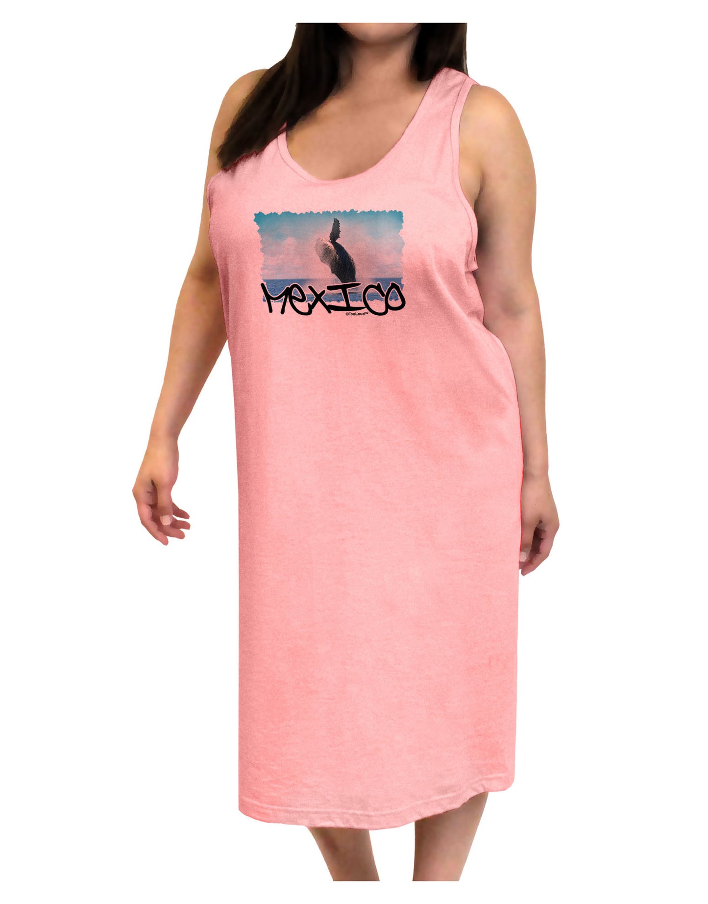 Mexico - Whale Watching Cut-out Adult Tank Top Dress Night Shirt-Night Shirt-TooLoud-Pink-One-Size-Adult-Davson Sales