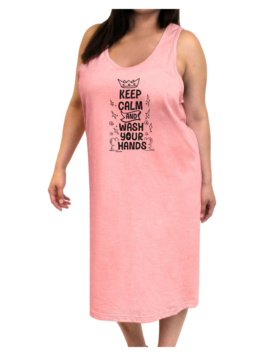 Keep Calm and Wash Your Hands Adult Tank Top Dress Night Shirt White T