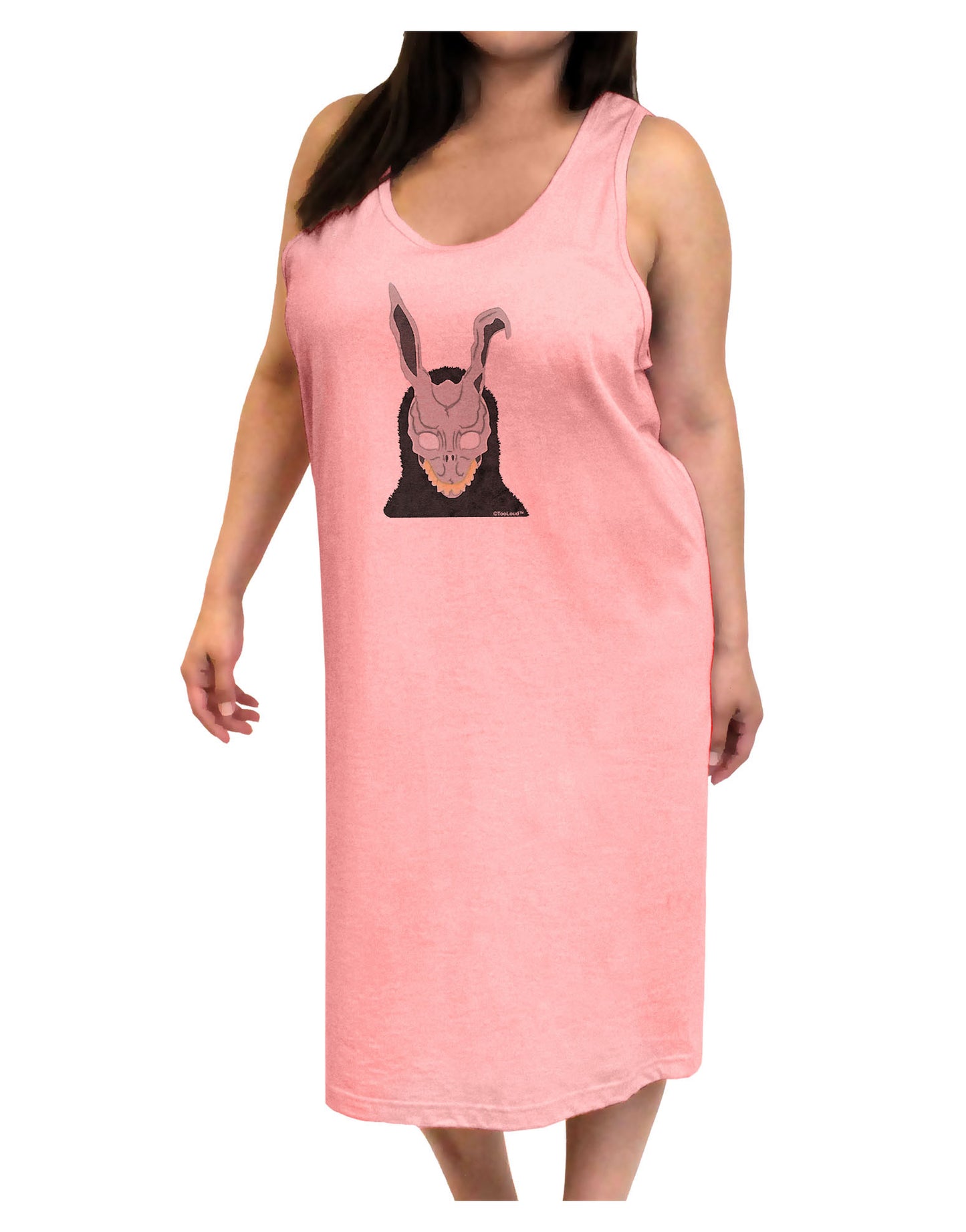 Scary Buny Face Watercolor Adult Tank Top Dress Night Shirt-Night Shirt-TooLoud-Pink-One-Size-Adult-Davson Sales