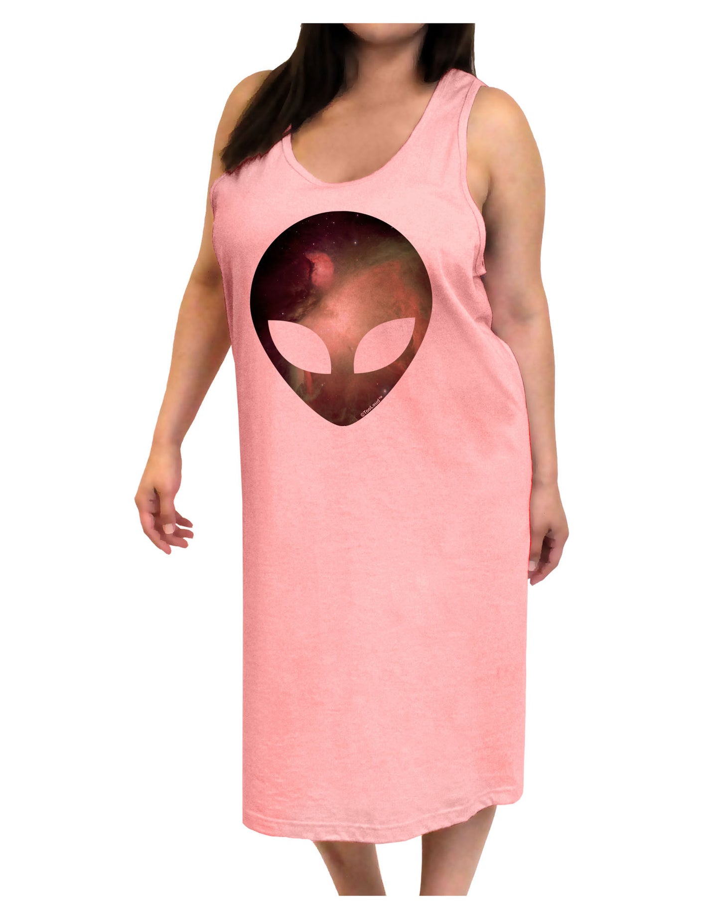 Extraterrestrial Face - Space #2 Adult Tank Top Dress Night Shirt by TooLoud-Night Shirt-TooLoud-Pink-One-Size-Adult-Davson Sales