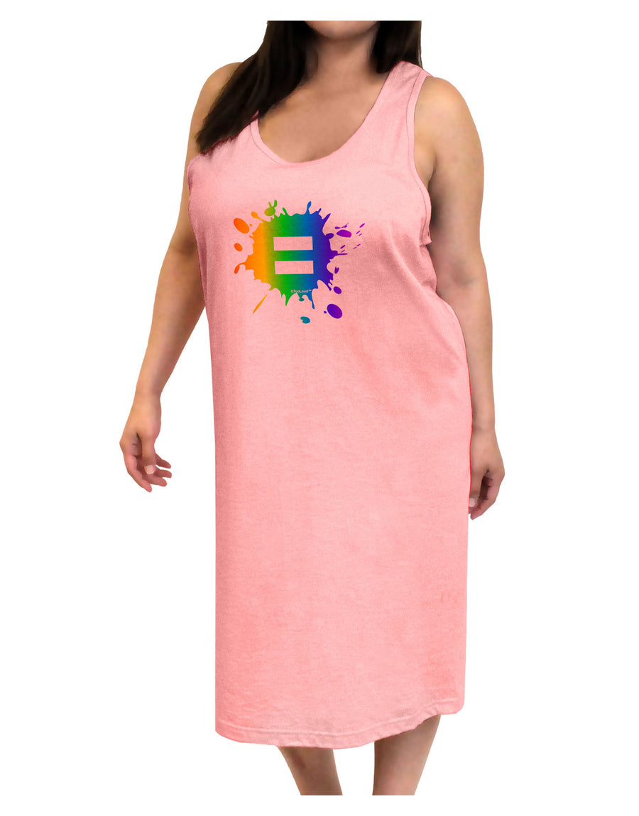 Equal Rainbow Paint Splatter Adult Tank Top Dress Night Shirt by TooLoud-Night Shirt-TooLoud-White-One-Size-Davson Sales