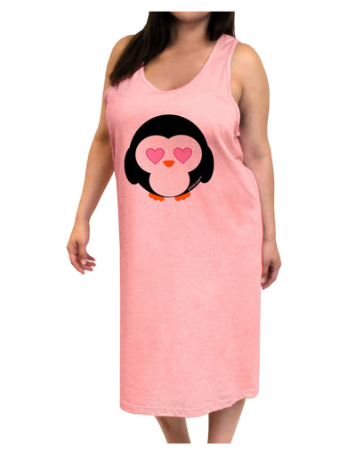 Cute Penguin - Heart Eyes Adult Tank Top Dress Night Shirt by TooLoud-Night Shirt-TooLoud-Pink-One-Size-Adult-Davson Sales