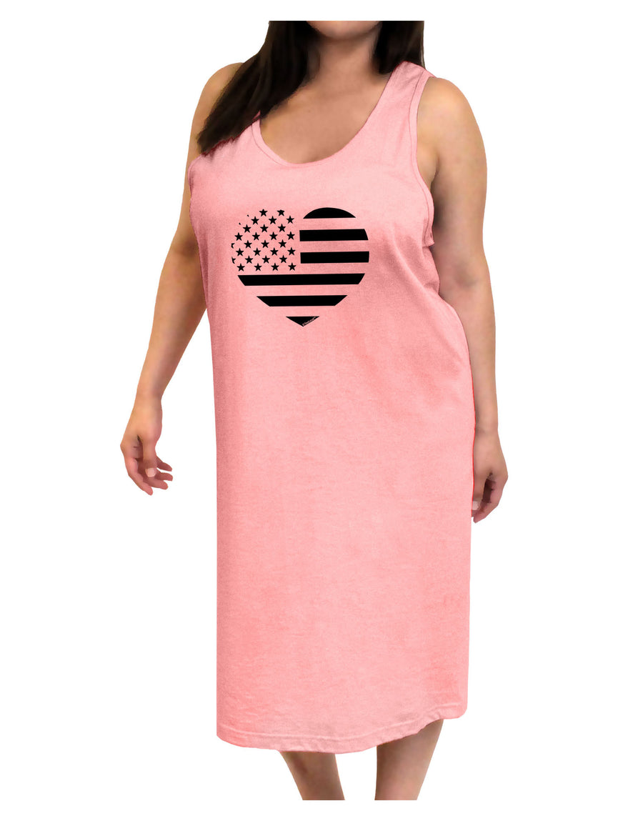 American Flag Heart Design - Stamp Style Adult Tank Top Dress Night Shirt by TooLoud-Night Shirt-TooLoud-White-One-Size-Davson Sales