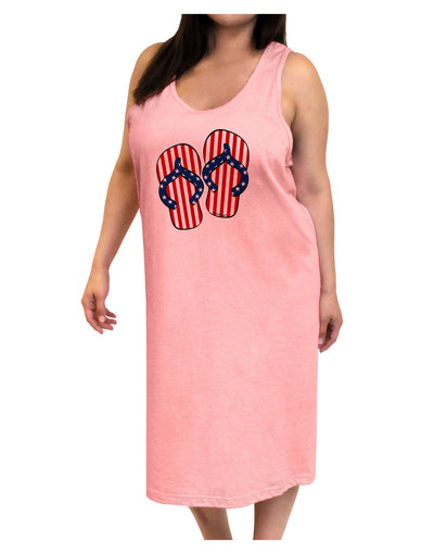 Stars and Stripes Flip Flops Adult Tank Top Dress Night Shirt-Night Shirt-TooLoud-Pink-One-Size-Adult-Davson Sales