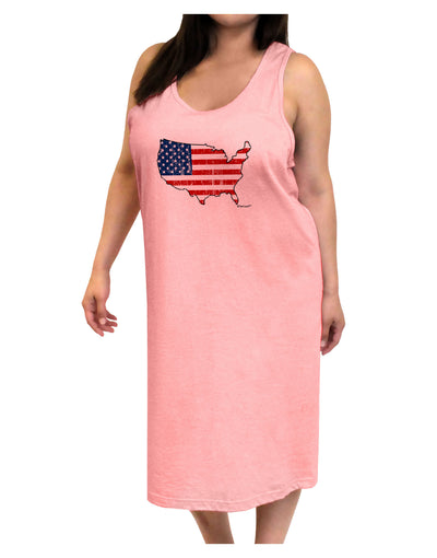 United States Cutout - American Flag Distressed Adult Tank Top Dress Night Shirt by TooLoud-Night Shirt-TooLoud-Pink-One-Size-Adult-Davson Sales