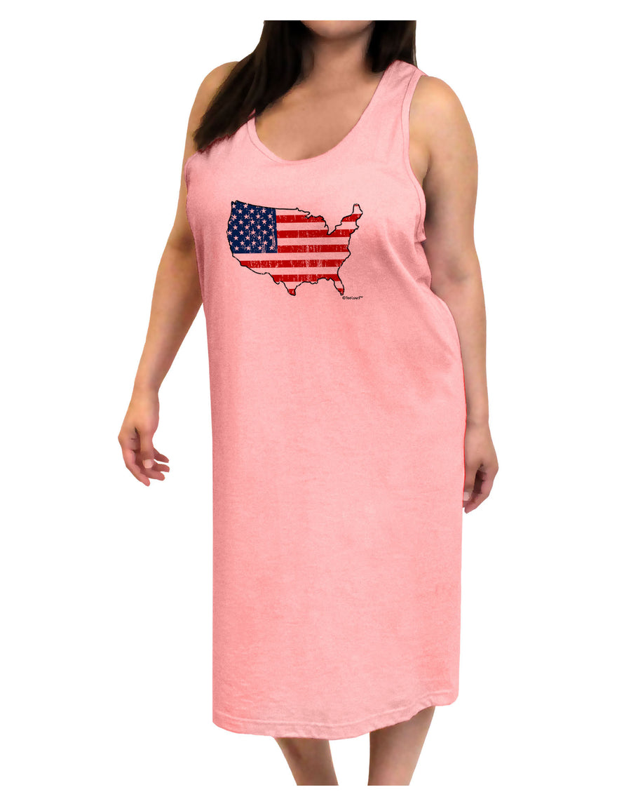 United States Cutout - American Flag Distressed Adult Tank Top Dress Night Shirt by TooLoud-Night Shirt-TooLoud-White-One-Size-Davson Sales