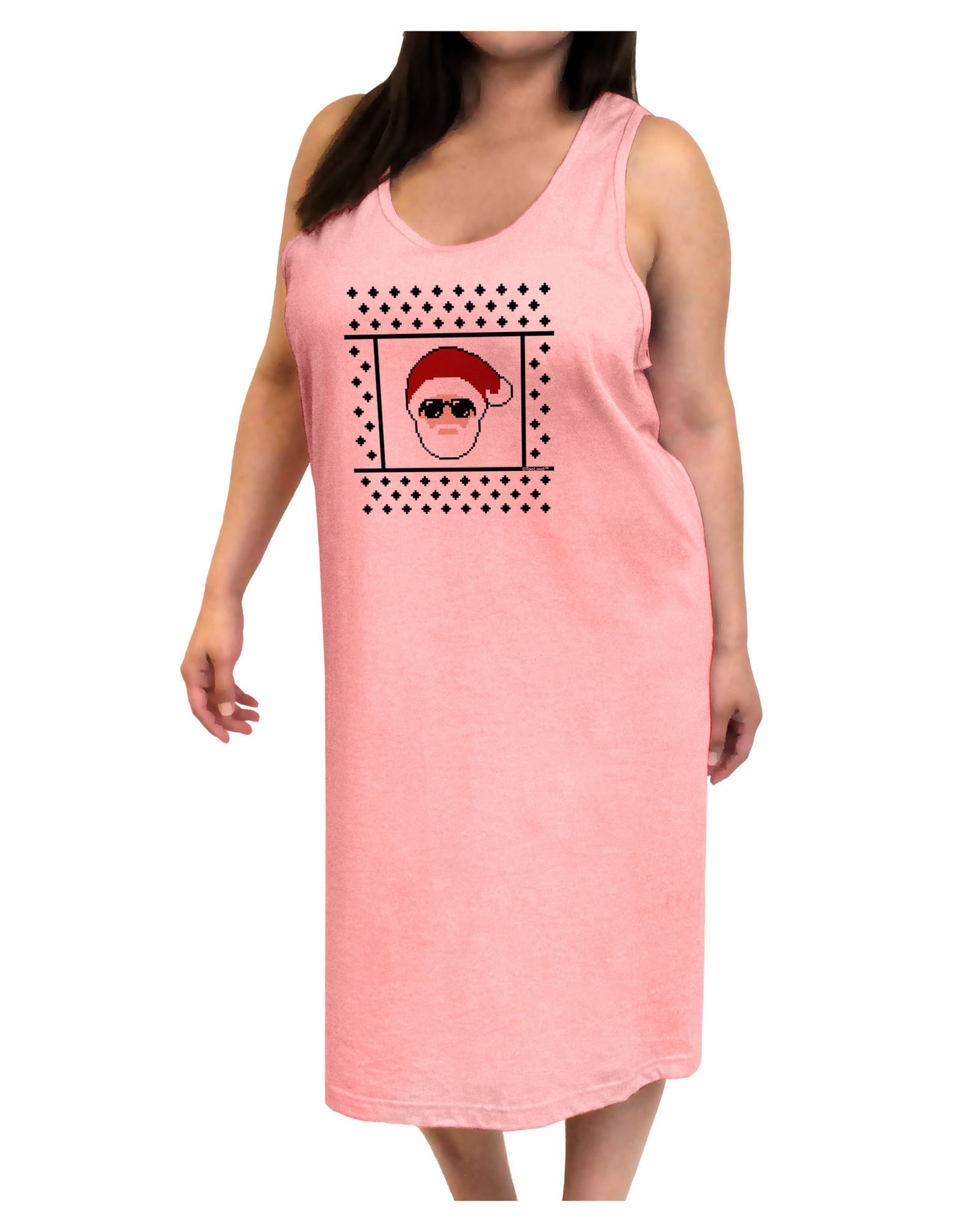 Cool Santa Christmas Sweater Adult Tank Top Dress Night Shirt-Night Shirt-TooLoud-Pink-One-Size-Adult-Davson Sales