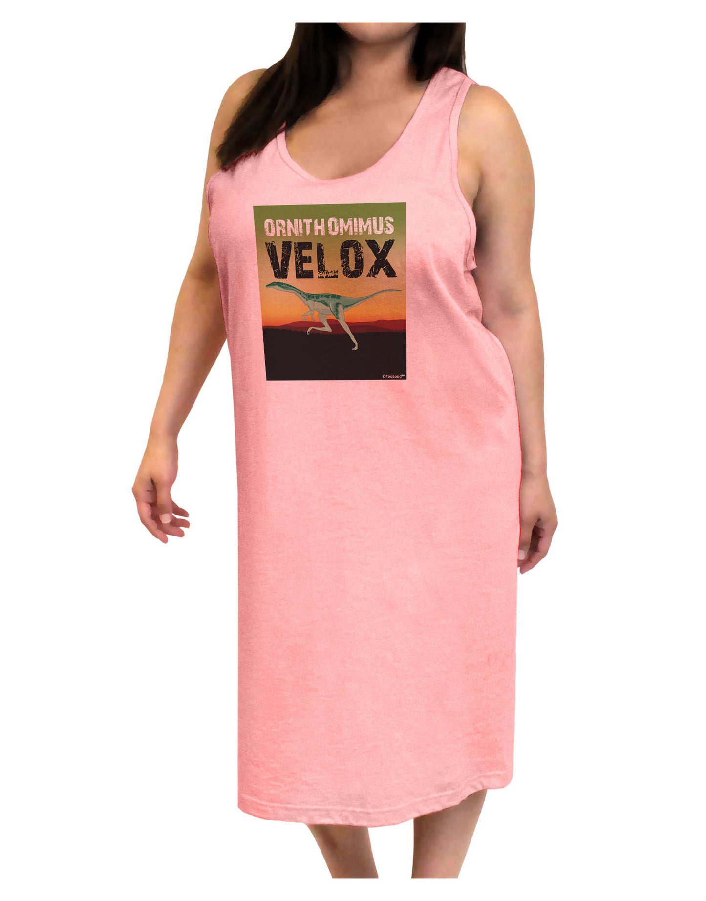 Ornithomimus Velox - With Name Adult Tank Top Dress Night Shirt by TooLoud-Night Shirt-TooLoud-Pink-One-Size-Adult-Davson Sales