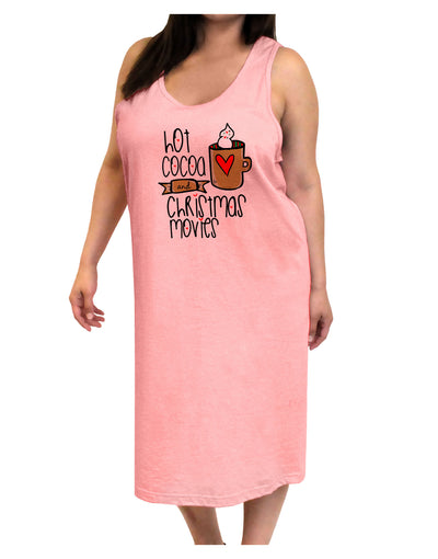 Hot Cocoa and Christmas Movies Adult Tank Top Dress Night Shirt Pink T