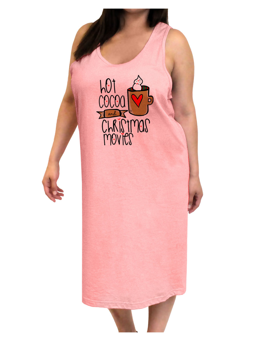 Hot Cocoa and Christmas Movies Adult Tank Top Dress Night Shirt White 