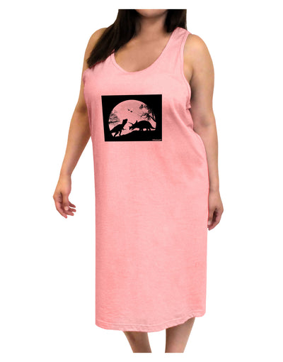 T-Rex and Triceratops Silhouettes Design Adult Tank Top Dress Night Shirt by TooLoud-Night Shirt-TooLoud-Pink-One-Size-Adult-Davson Sales