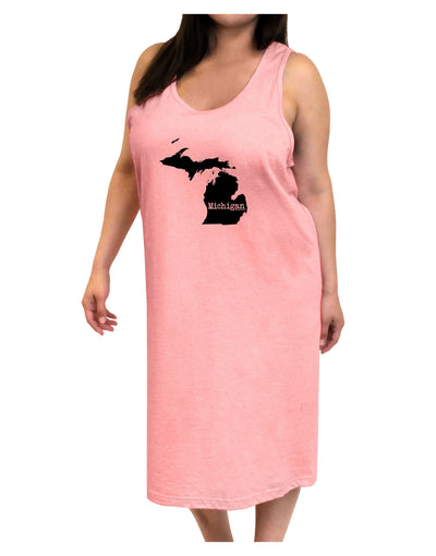 Michigan - United States Shape Adult Tank Top Dress Night Shirt-Night Shirt-TooLoud-Pink-One-Size-Adult-Davson Sales