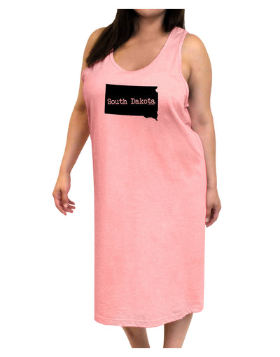 South Dakota - United States Shape Adult Tank Top Dress Night Shirt by TooLoud-Night Shirt-TooLoud-Pink-One-Size-Adult-Davson Sales
