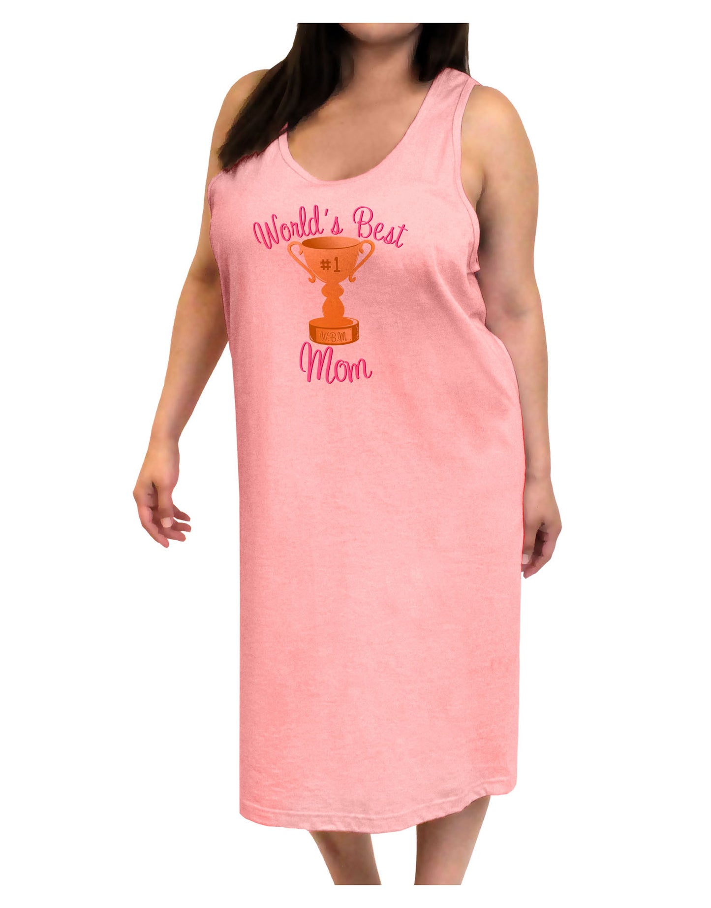 World's Best Mom - Number One Trophy Adult Tank Top Dress Night Shirt-Night Shirt-TooLoud-Pink-One-Size-Adult-Davson Sales