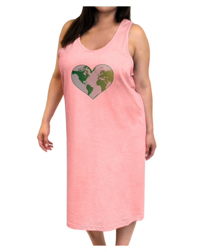 TooLoud World Globe Heart Adult Tank Top Dress Night Shirt-Night Shirt-TooLoud-Pink-One-Size-Adult-Davson Sales