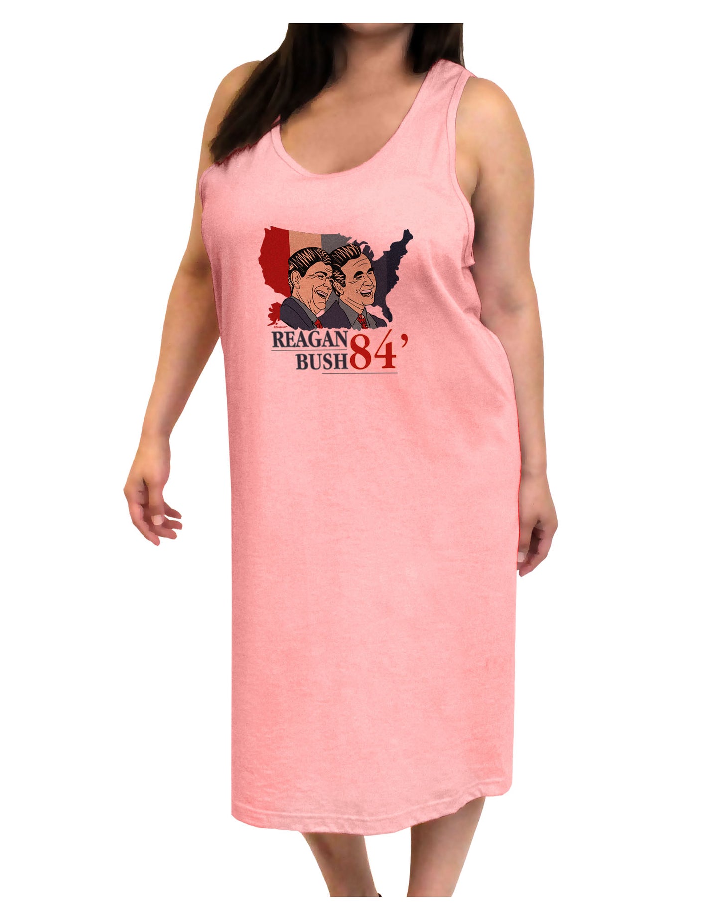 TooLoud REAGAN BUSH 84 Adult Tank Top Dress Night Shirt-Night Shirt-TooLoud-Pink-One-Size-Adult-Davson Sales