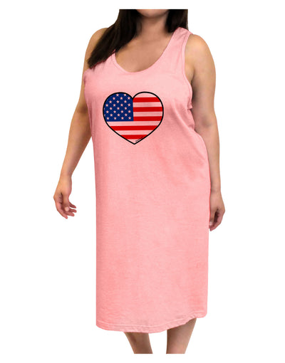 American Flag Heart Design Adult Tank Top Dress Night Shirt by TooLoud-Night Shirt-TooLoud-Pink-One-Size-Adult-Davson Sales