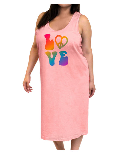 Peace and Love - Peace Heart Love Adult Tank Top Dress Night Shirt-Night Shirt-TooLoud-Pink-One-Size-Adult-Davson Sales