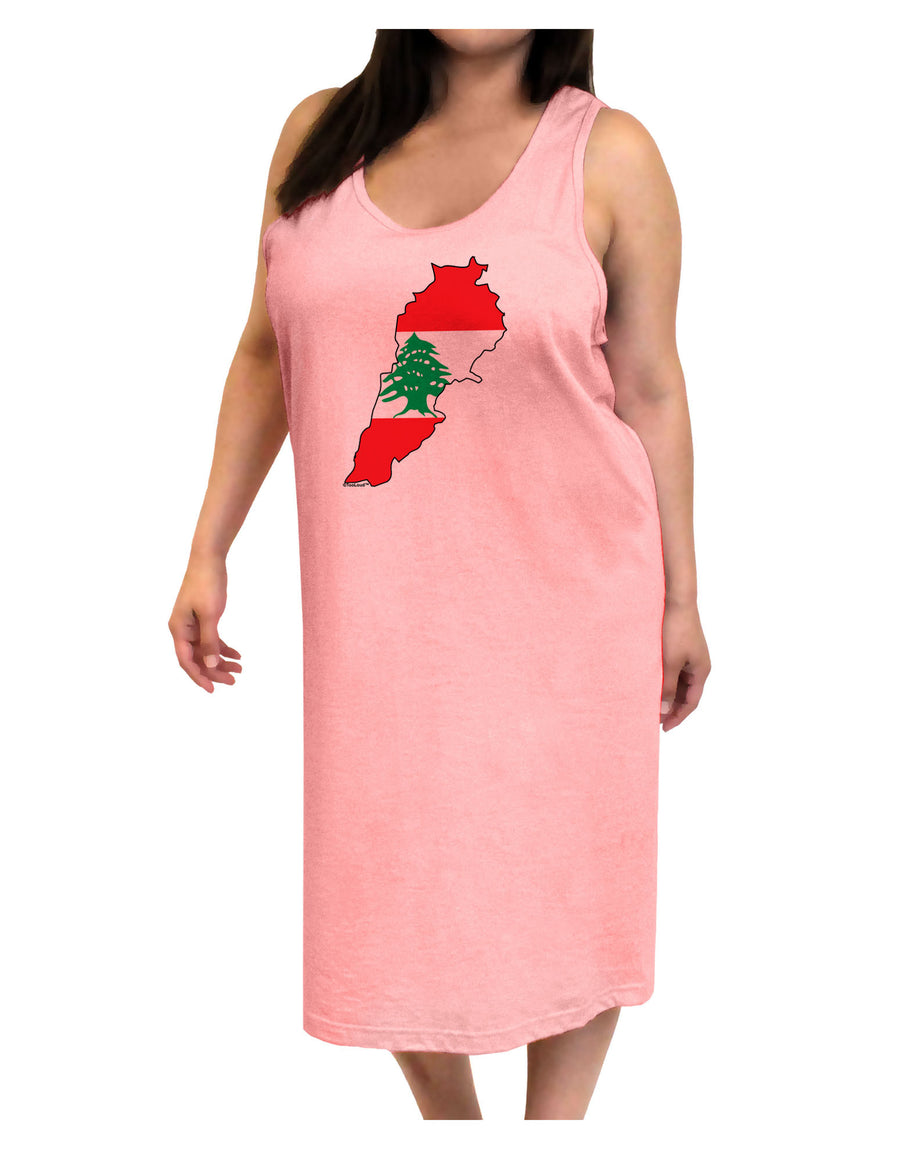 Lebanon Flag Silhouette Adult Tank Top Dress Night Shirt-Night Shirt-TooLoud-White-One-Size-Adult-Davson Sales