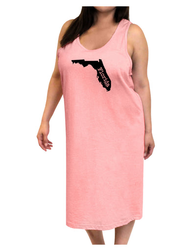 Florida - United States Shape Adult Tank Top Dress Night Shirt by TooLoud-Night Shirt-TooLoud-Pink-One-Size-Adult-Davson Sales