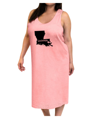 Louisiana - United States Shape Adult Tank Top Dress Night Shirt by TooLoud-Night Shirt-TooLoud-Pink-One-Size-Adult-Davson Sales