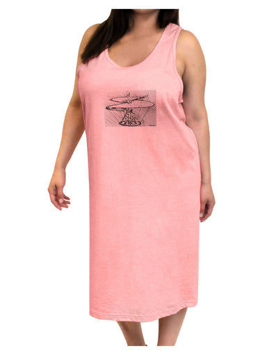 Helicopter Sketch Adult Tank Top Dress Night Shirt-Night Shirt-TooLoud-Pink-One-Size-Adult-Davson Sales