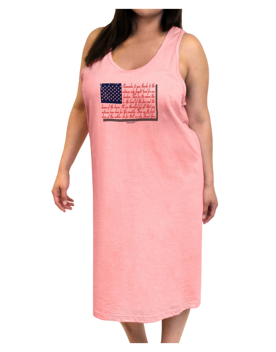 Veterans Scripted Flag Adult Tank Top Dress Night Shirt-Night Shirt-TooLoud-White-One-Size-Adult-Davson Sales