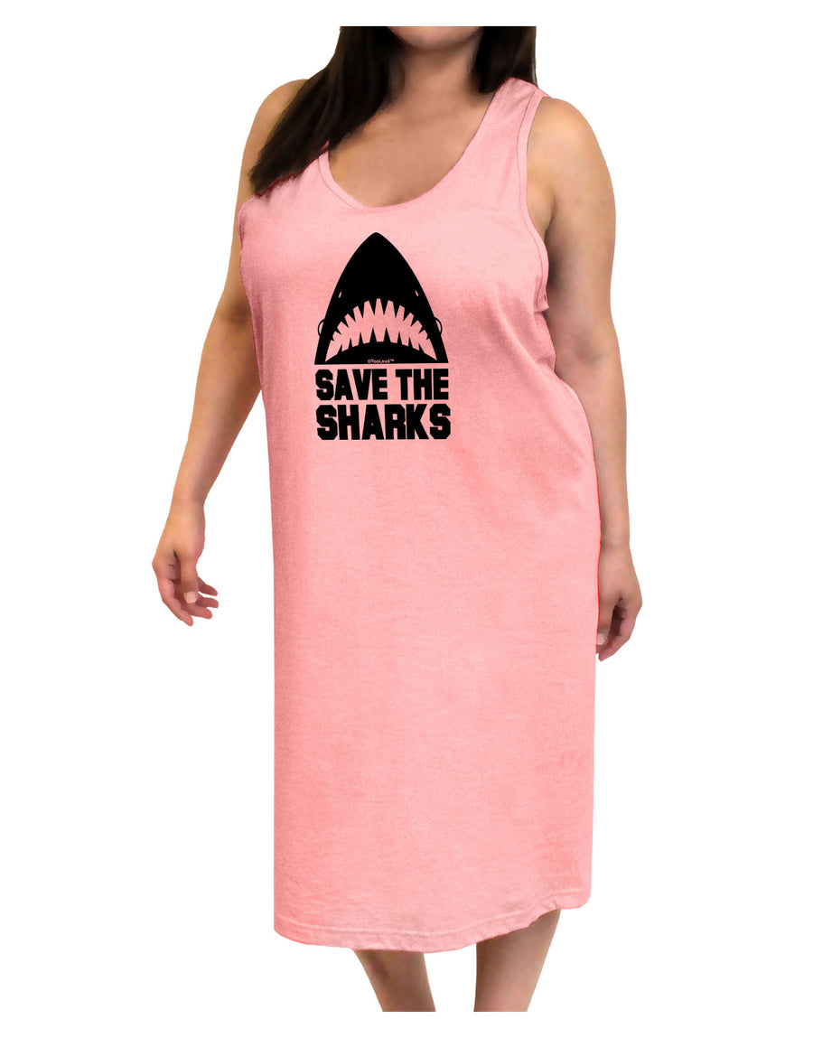 Save The Sharks Adult Tank Top Dress Night Shirt-Night Shirt-TooLoud-White-One-Size-Adult-Davson Sales