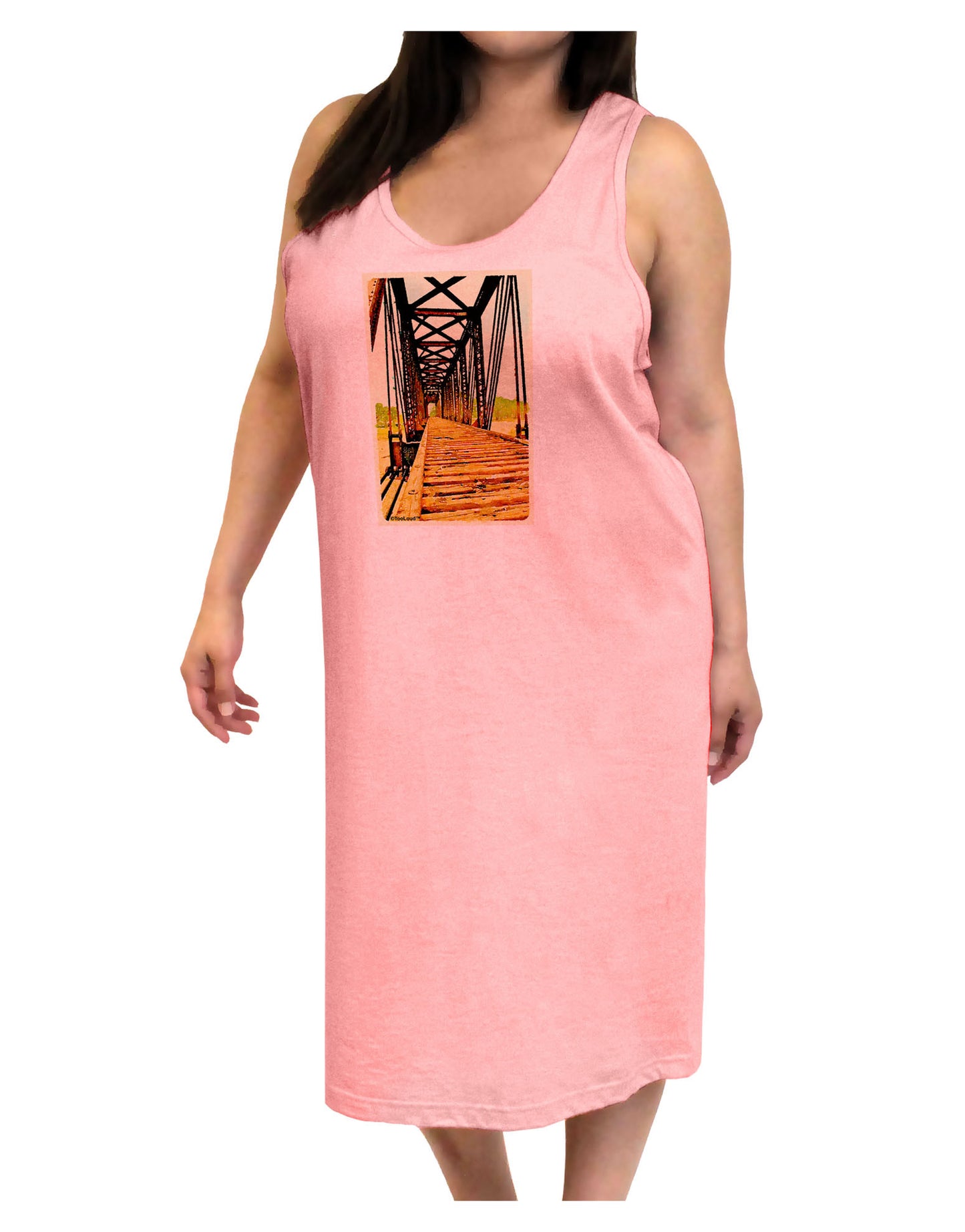 Colorado Bridge Watercolor Adult Tank Top Dress Night Shirt-Night Shirt-TooLoud-Pink-One-Size-Adult-Davson Sales