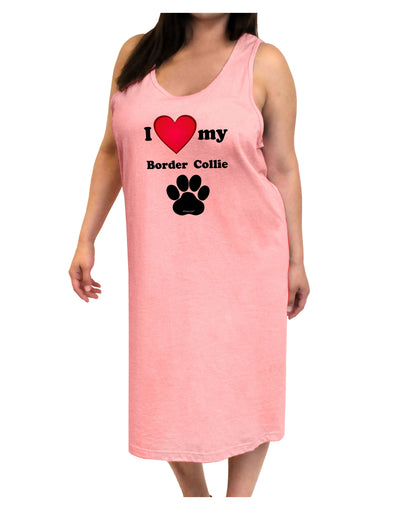 I Heart My Border Collie Adult Tank Top Dress Night Shirt by TooLoud-Night Shirt-TooLoud-Pink-One-Size-Adult-Davson Sales