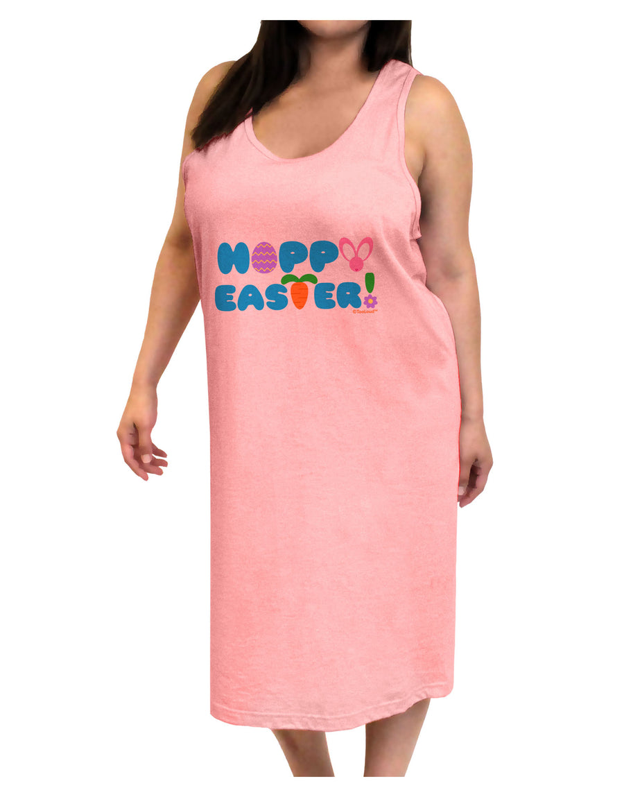 Cute Decorative Hoppy Easter Design Adult Tank Top Dress Night Shirt by TooLoud-Night Shirt-TooLoud-White-One-Size-Davson Sales