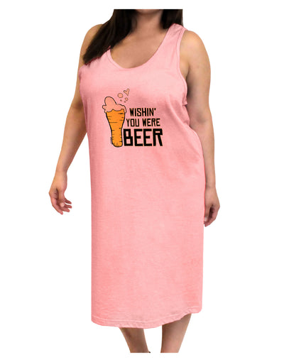 Wishin you were Beer Adult Tank Top Dress Night Shirt-Night Shirt-TooLoud-Pink-One-Size-Adult-Davson Sales