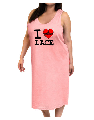 I Love Heart Lace Adult Tank Top Dress Night Shirt-Night Shirt-TooLoud-Pink-One-Size-Adult-Davson Sales