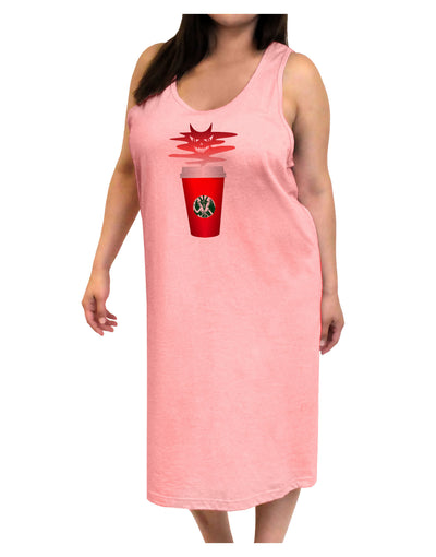 Red Cup Satan Coffee Adult Tank Top Dress Night Shirt by-Night Shirt-TooLoud-Pink-One-Size-Adult-Davson Sales