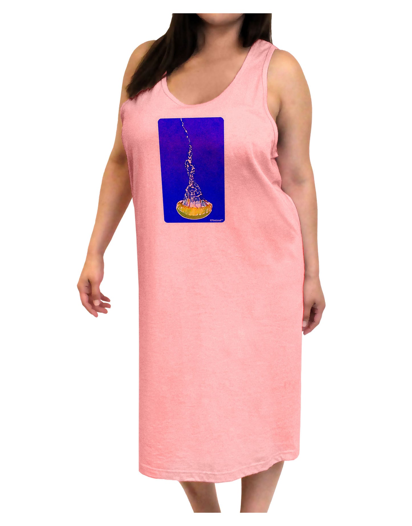Solo Jellyfish Watercolor Adult Tank Top Dress Night Shirt-Night Shirt-TooLoud-Pink-One-Size-Adult-Davson Sales
